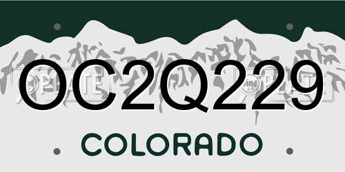 OC2Q229 Colorado License Plate