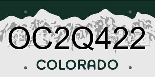 OC2Q422 Colorado License Plate