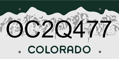 OC2Q477 Colorado License Plate