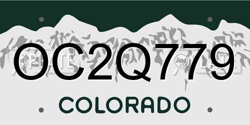 OC2Q779 Colorado License Plate