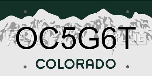 OC5G6T Colorado License Plate