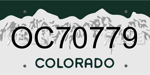 OC70779 Colorado License Plate