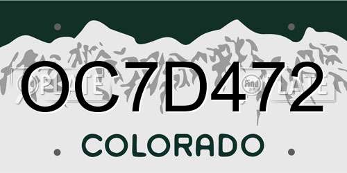 OC7D472 Colorado License Plate