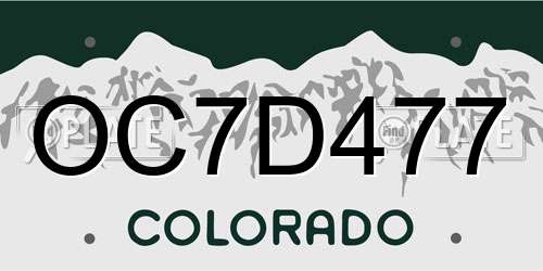 OC7D477 Colorado License Plate