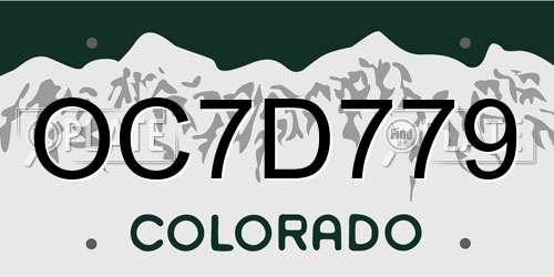 OC7D779 Colorado License Plate