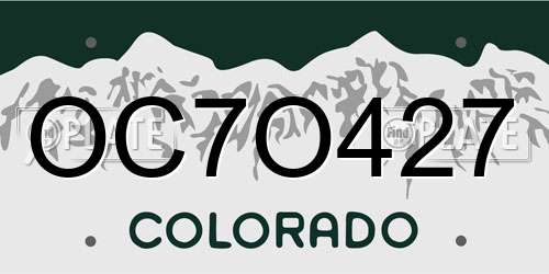 OC7O427 Colorado License Plate