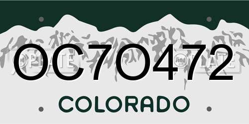 OC7O472 Colorado License Plate