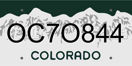 OC7O844 Colorado License Plate