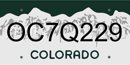 OC7Q229 Colorado License Plate