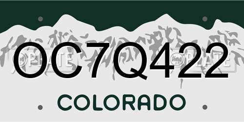 OC7Q422 Colorado License Plate