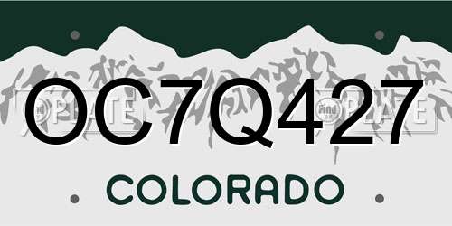 OC7Q427 Colorado License Plate