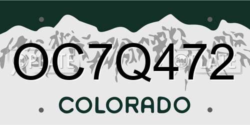 OC7Q472 Colorado License Plate