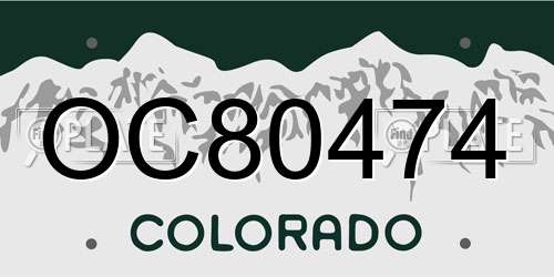OC80474 Colorado License Plate