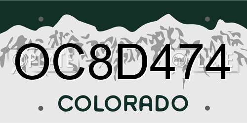 OC8D474 Colorado License Plate
