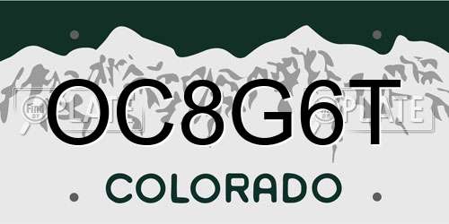 OC8G6T Colorado License Plate