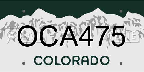 OCA475 Colorado License Plate