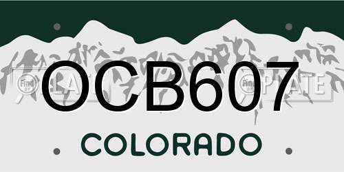 OCB607 Colorado License Plate
