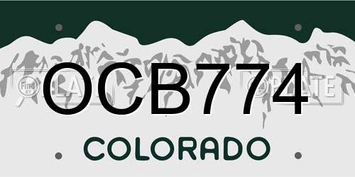 OCB774 Colorado License Plate
