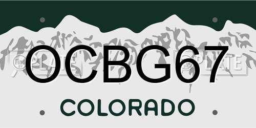 OCBG67 Colorado License Plate