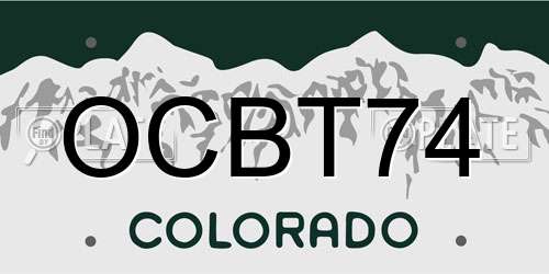 OCBT74 Colorado License Plate