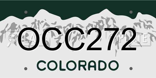 OCC272 Colorado License Plate