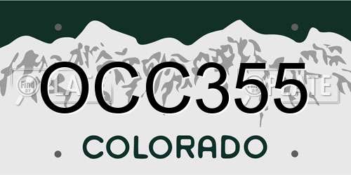 OCC355 Colorado License Plate