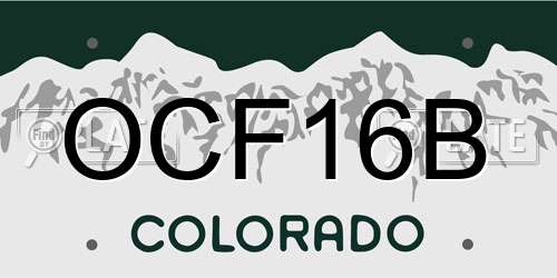 OCF16B Colorado License Plate