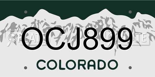 OCJ899 Colorado License Plate