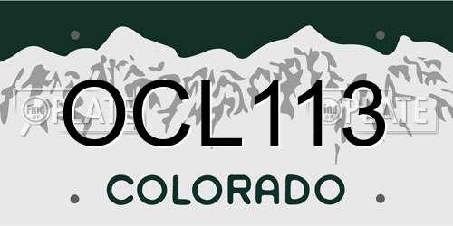 OCL113 Colorado License Plate