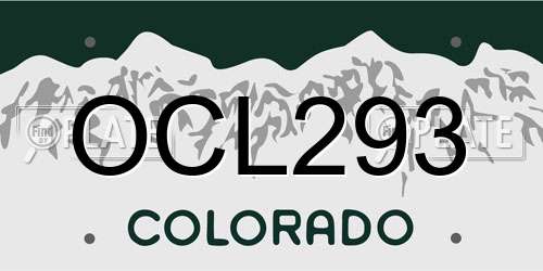OCL293 Colorado License Plate