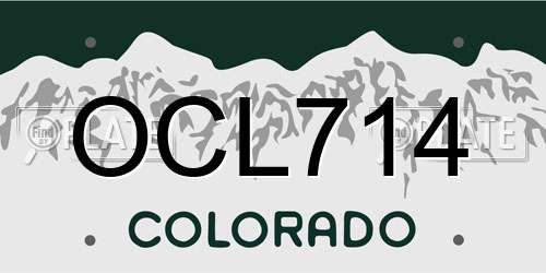 OCL714 Colorado License Plate