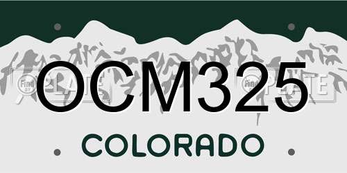 OCM325 Colorado License Plate