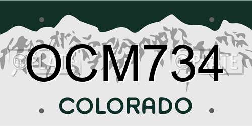 OCM734 Colorado License Plate