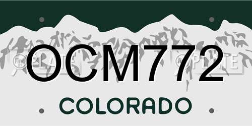 OCM772 Colorado License Plate