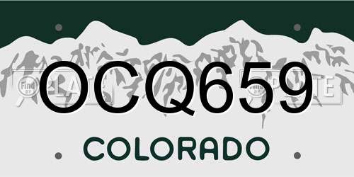 OCQ659 Colorado License Plate