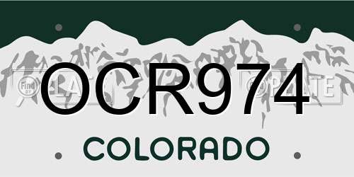 OCR974 Colorado License Plate