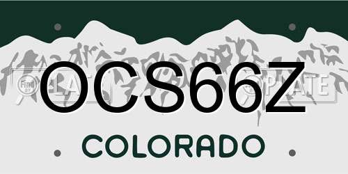 OCS66Z Colorado License Plate