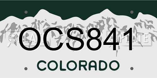 OCS841 Colorado License Plate