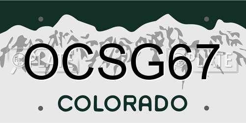 OCSG67 Colorado License Plate