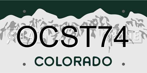 OCST74 Colorado License Plate