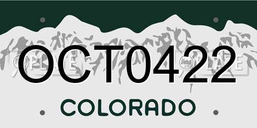 OCT0422 Colorado License Plate