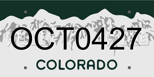 OCT0427 Colorado License Plate