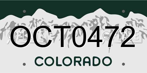 OCT0472 Colorado License Plate