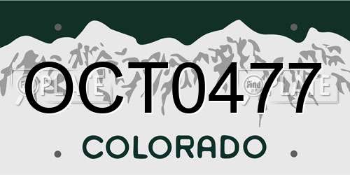 OCT0477 Colorado License Plate