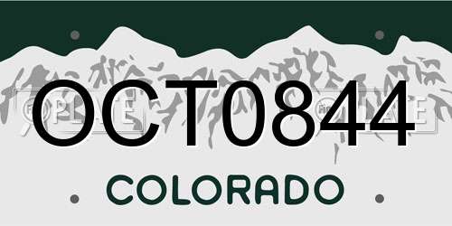 OCT0844 Colorado License Plate