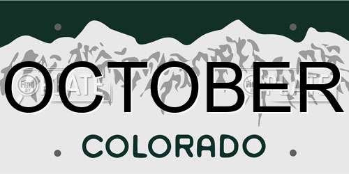 OCTOBER Colorado License Plate