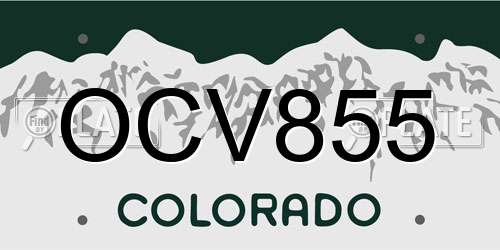 OCV855 Colorado License Plate