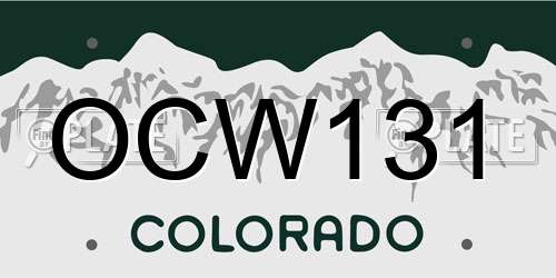 OCW131 Colorado License Plate
