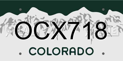 OCX718 Colorado License Plate