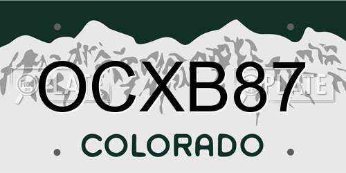 OCXB87 Colorado License Plate